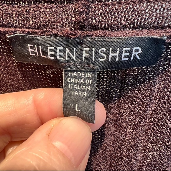 EILEEN FISHER 100% Wool Rib Knit Open Front Sweater w/Long Sleeves. Size Large - Picture 4 of 6